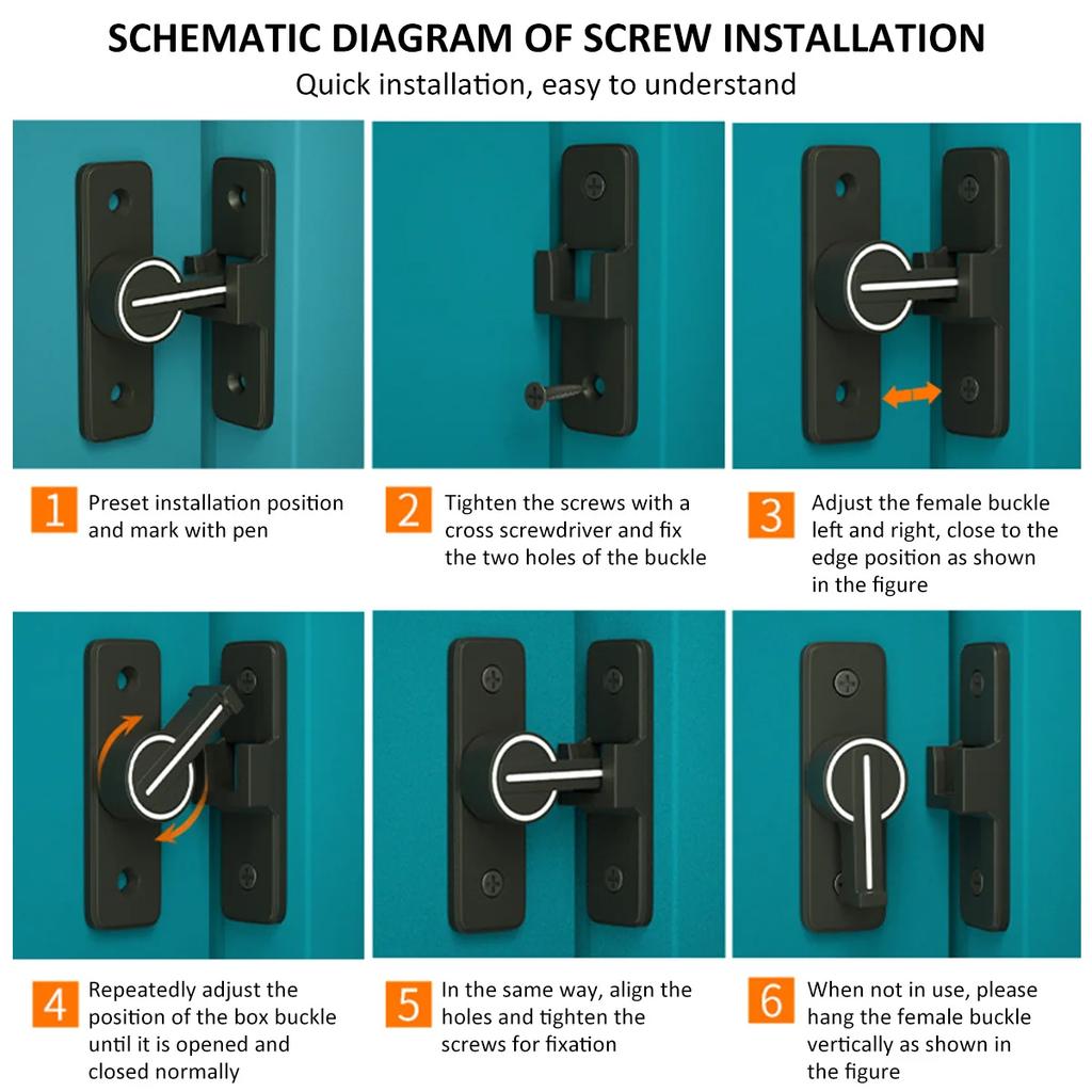 Privacy protection luminous door lock zinc alloy 90 degree sliding door lock heavy-duty barn door bolt