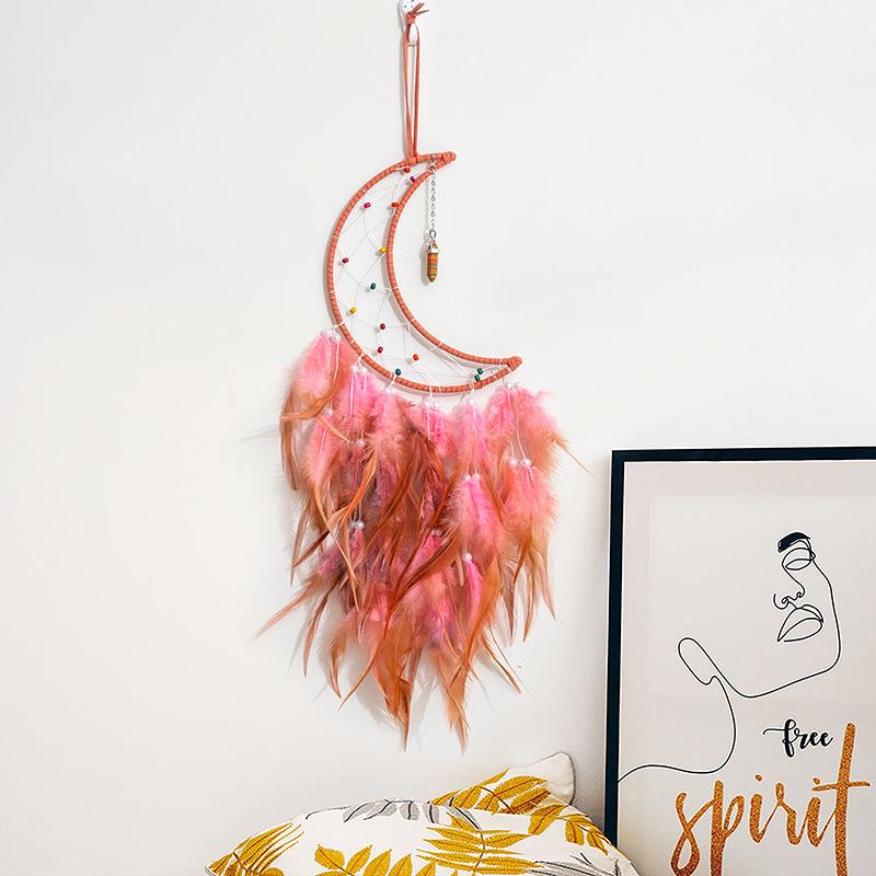 

New Product Creative Moon Weaving Dream Catcher Hanging Decoration Handmade Wind Chime Home Decoration Pendant Gift