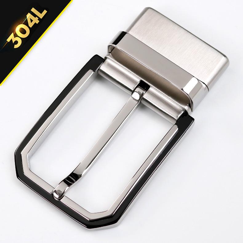 Men's Stainless Steel Double-Sided Rotating Pin Buckle for Perforated Belts