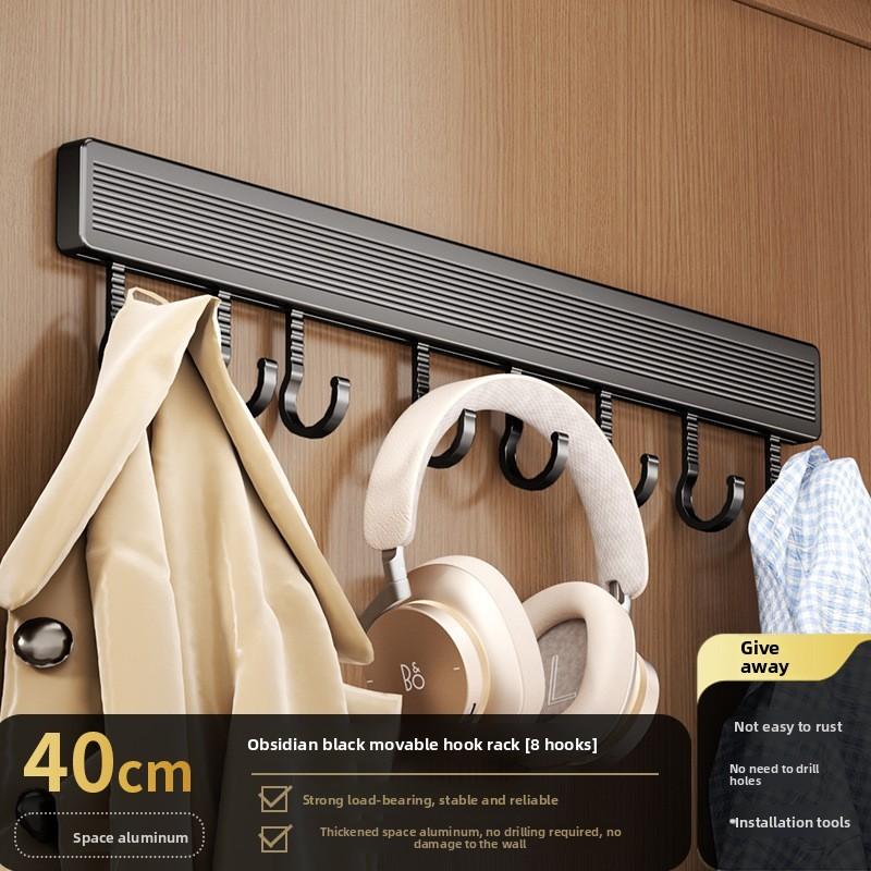 Space Aluminum Wall Hook Set With Strong Adhesive No Drilling Suitable For Bathroom And Closet Storage