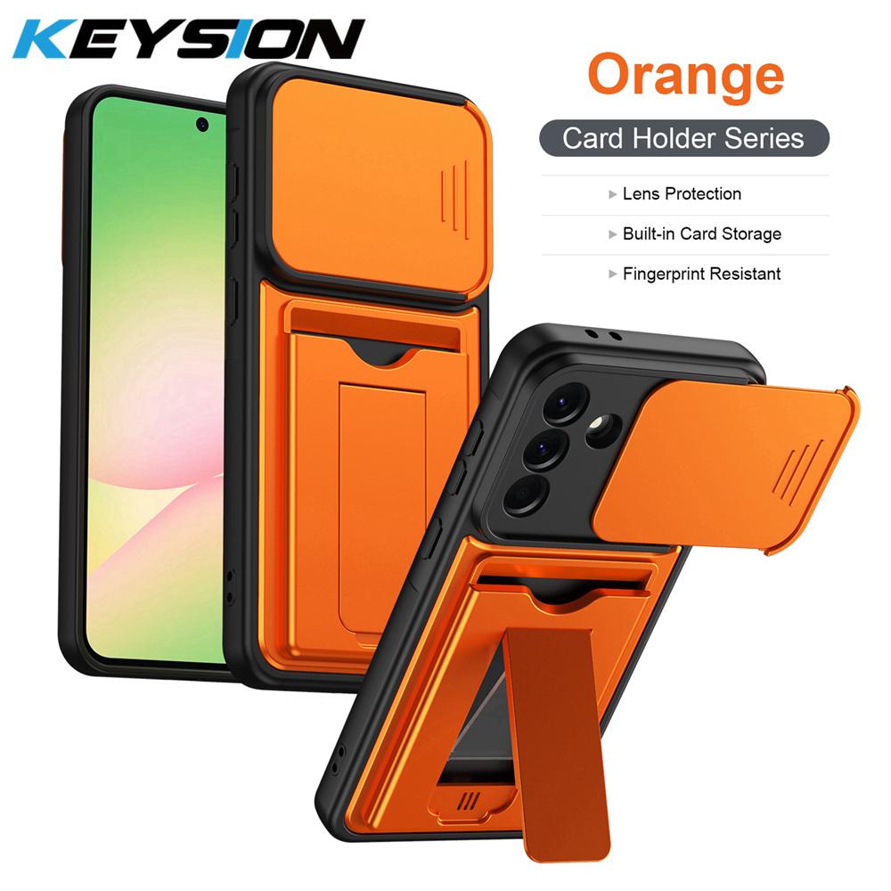 KEYSION Porte-cartes Sac Étui pour Téléphone pour Samsung Galaxy A57 5G A37 A27 A17 5G Protection Coulissante pour Appareil Photo Support Coque antichoc