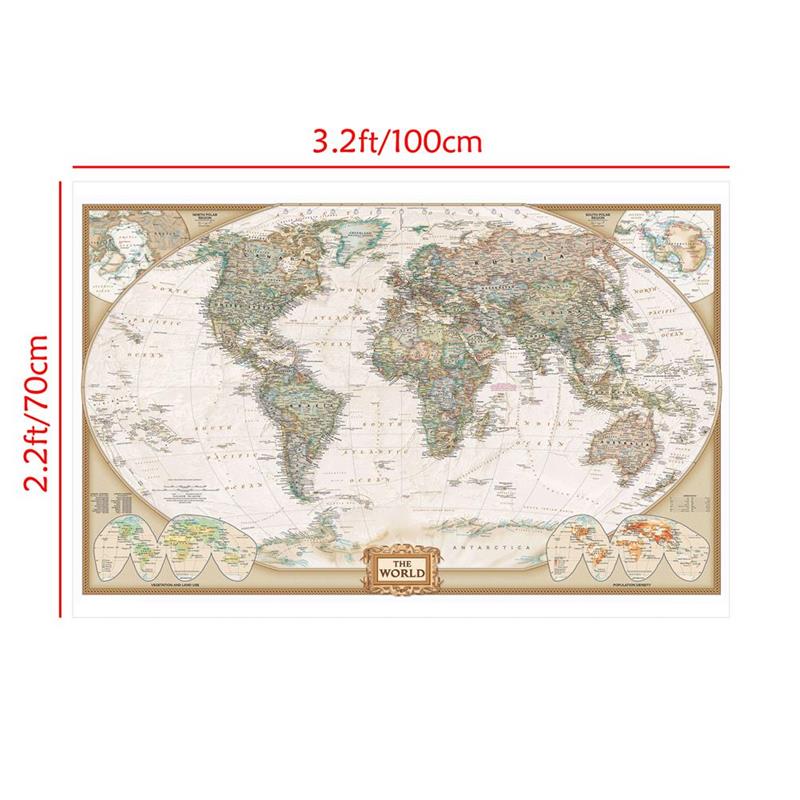 The Vintage World Map,Painting Retro Decorative Hanging Picture Wall Art Poster, School Supplies Home Decor,Travel Supplies