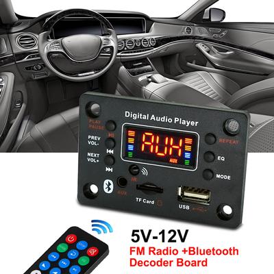Autoradio-Modul, kabellos, Bluetooth 5.3, WMA-Decoder-Board, USB, TF, FM, AUX, 12 V, Mikrofon-Unterstützung für Karaoke, MP3-Player, Lautsprecher