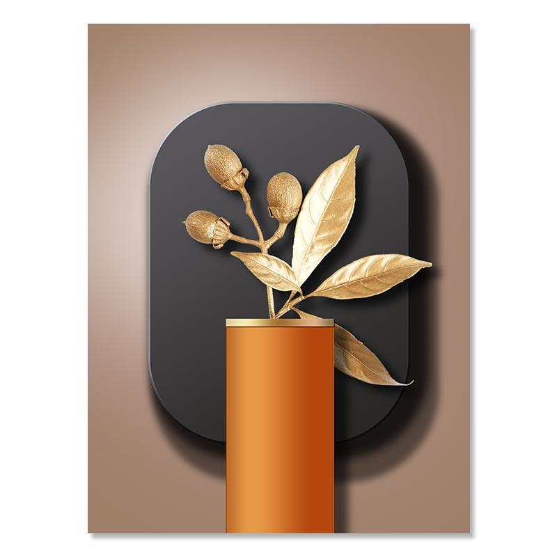 Poster Canvas Geometric Negru Cupru Artă de Perete Abstractă Pictură Nordică Imagine Camera de Zi Decor Acasă