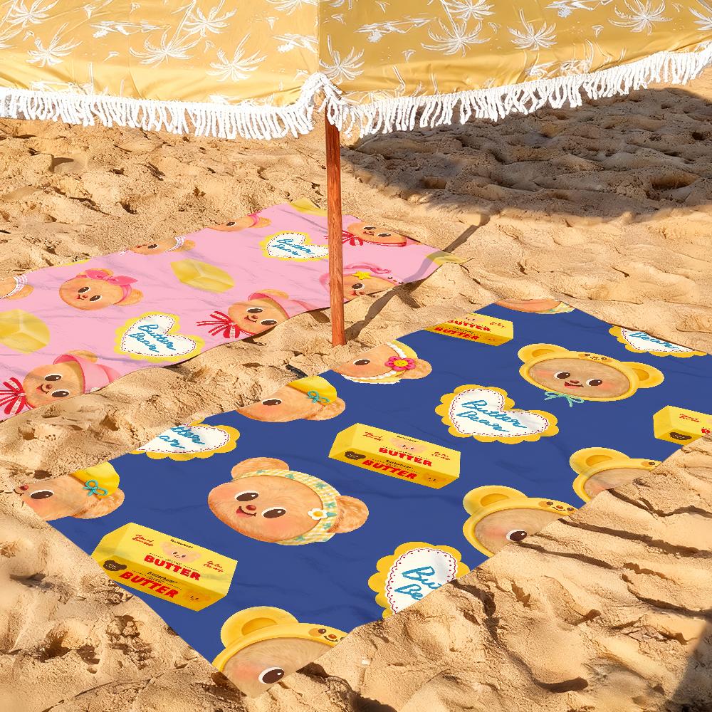 Cartoon B-Butter Bear Cute Towel Soft Pool Gift For Travel Gym Shower Camping Quick Dry Sports Large Beach Towels