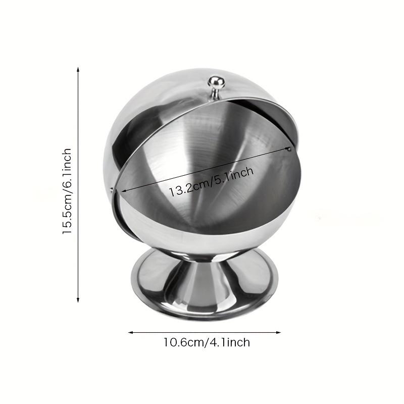 Stainless Steel Storage Jar Sphere Storage Jar with Flip-Top Lid Modern Round Desktop Organizer for Kitchen Home Office 7880₽