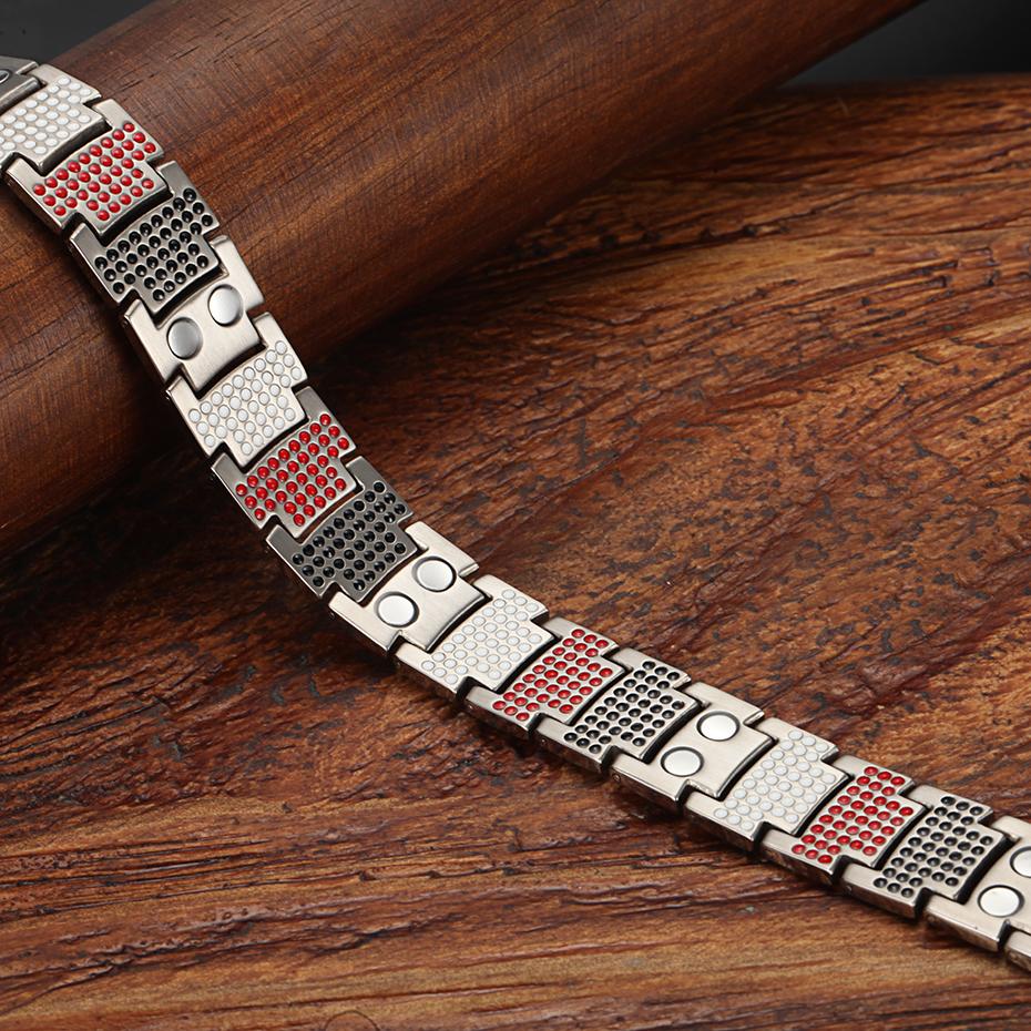 Fashion Jewelry Healing FIR Magnetic Bracelets Titanium Bio Energy Bracelet for Men Blood Pressure Accessory Wristband