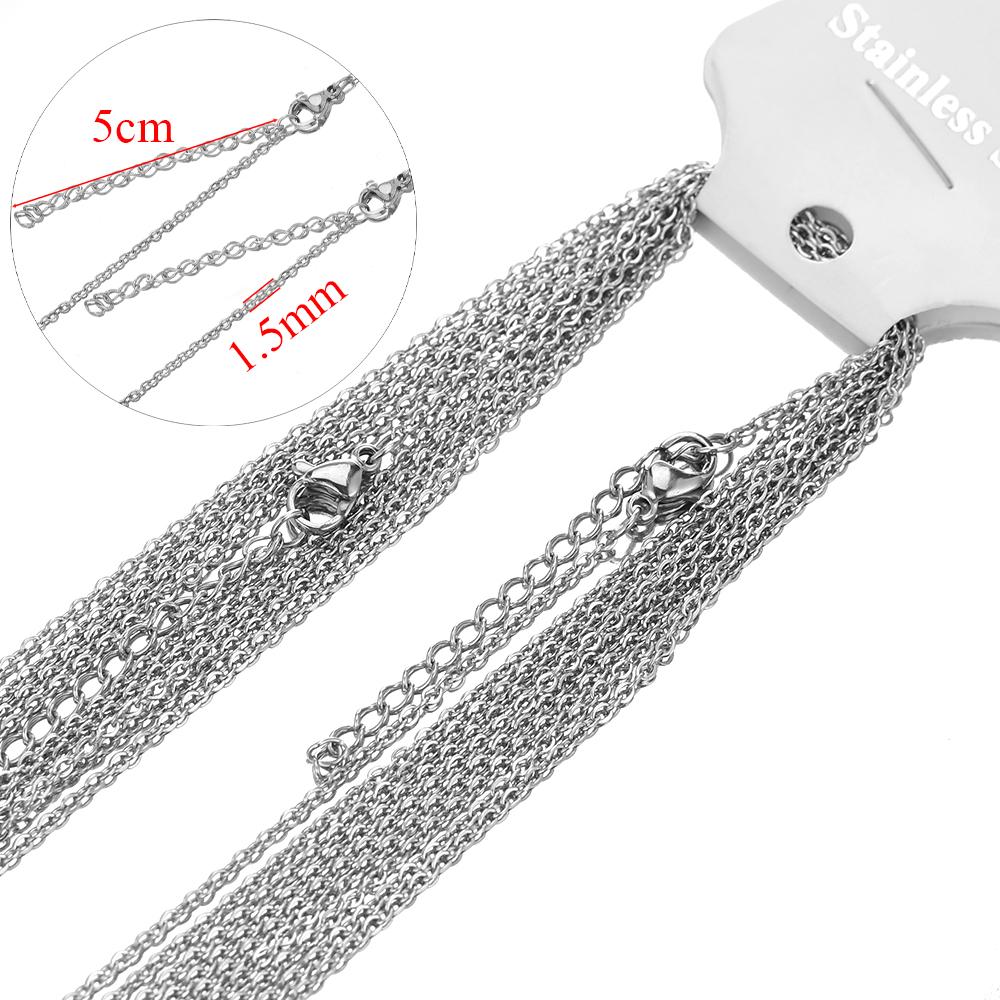 10pcs 45+5cm Gold Color Stainless Steel Link Chains In Bulk Necklaces Fashion Jewelry Adjustable Chains Wholesale Chokers DIY