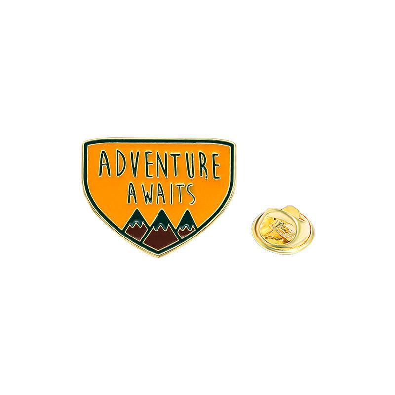 Clothing Accessories English Alphabet Adventure Mountain School Bag Buckle Anti-light Decorative Brooch