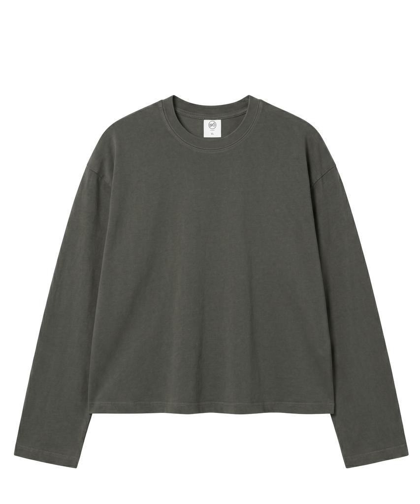 Noming Loose Fit Cropped Pigment Long Sleeve - Khaki