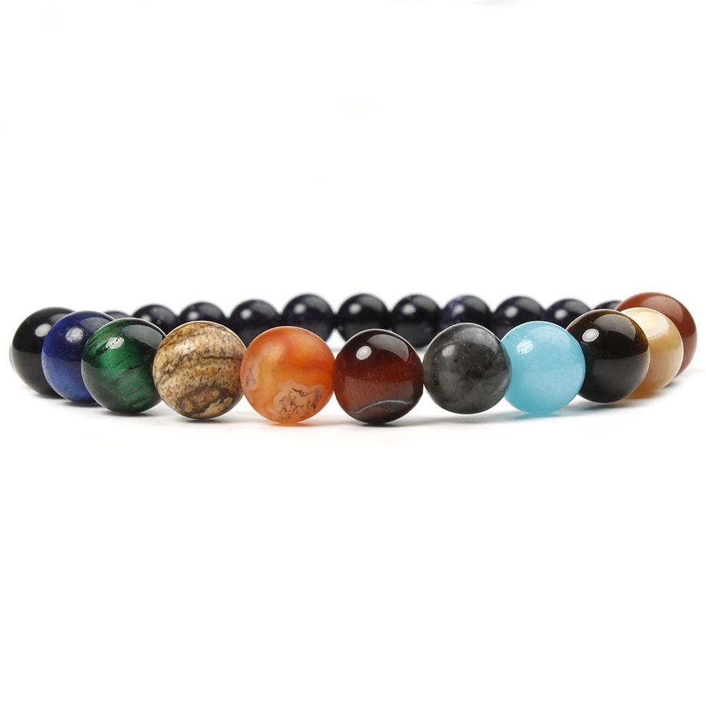Universe Eight Planets Natural Stone Bead Bracelets Men Women Lava 7 Chakra Bracelet Yoga Energy Galaxy Solar Wristband Jewelry