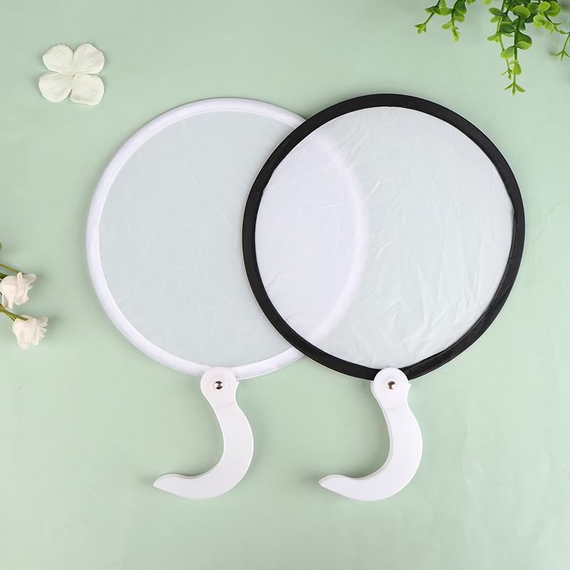 1Pc Portable Foldable Blank Round Fans Simple Summer Mini Handheld Fan Decoration Crafts Diy Dance Painting Decorative Fan