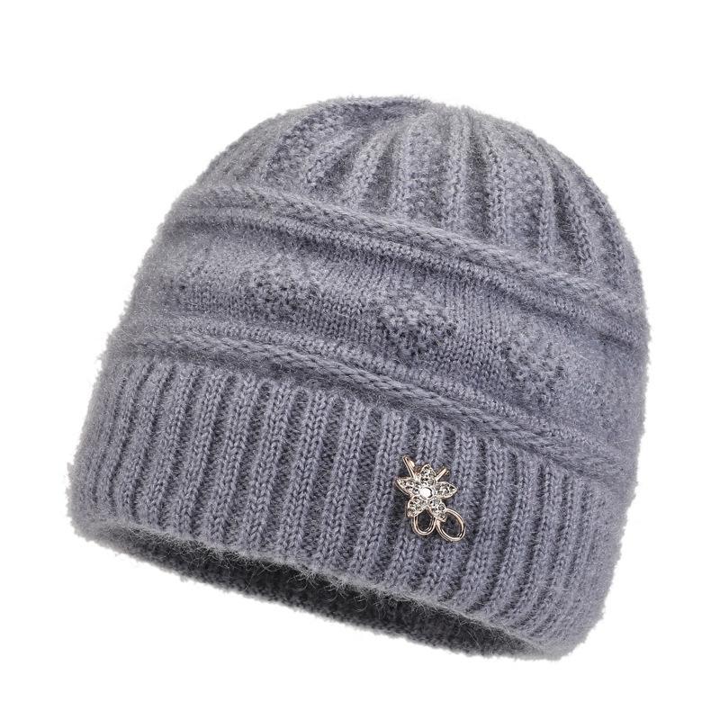 

Women s Autumn and Winter Korean Style Hat for Mothers, with Fleece Lining and Ear Protection, Warm Knit Hat for Elderly Women, Woolen Hat for