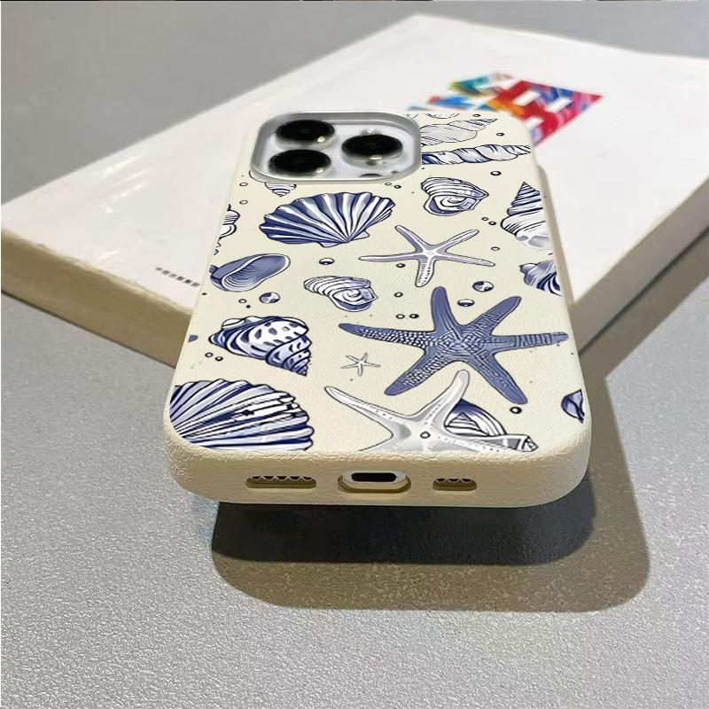 Ocean Elements Blue Print Phone Case For iPhone 17 16 Pro 16E 15 14 13 12 11 Pro Max 17 Air X XR XS 7 8 Plus Shockproof Cover