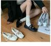 In-Stock 2025 Women's Korean Ballet Flats - Square Toe, Lace-Up, Low-Top Leather Sneakers