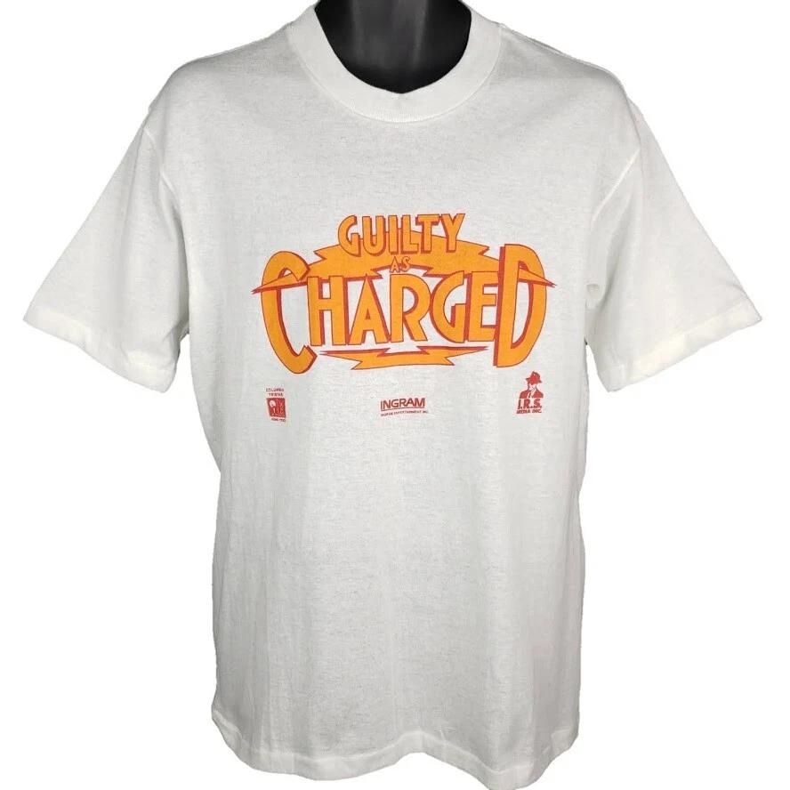 

Vintage Guilty As Charged 100% Cotton T-shirt Mens Tees Top Mens Size Large 90s 1991 Movie Made In USA M