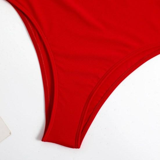 Women Monokini Hollow Out Spaghetti Strap Low-cut Backless Push Up Swimming Padded