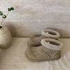 Cowhide Version~ Retro Round Head Ugly Cute Short Boots Women's Velvet Low-top Snow Boots Warm Large Cotton Shoes Thick-soled Fluffy Boots