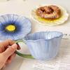 Qiwei Keramik Mohnblumen Kaffeebecher & Untertasse Geschenkset