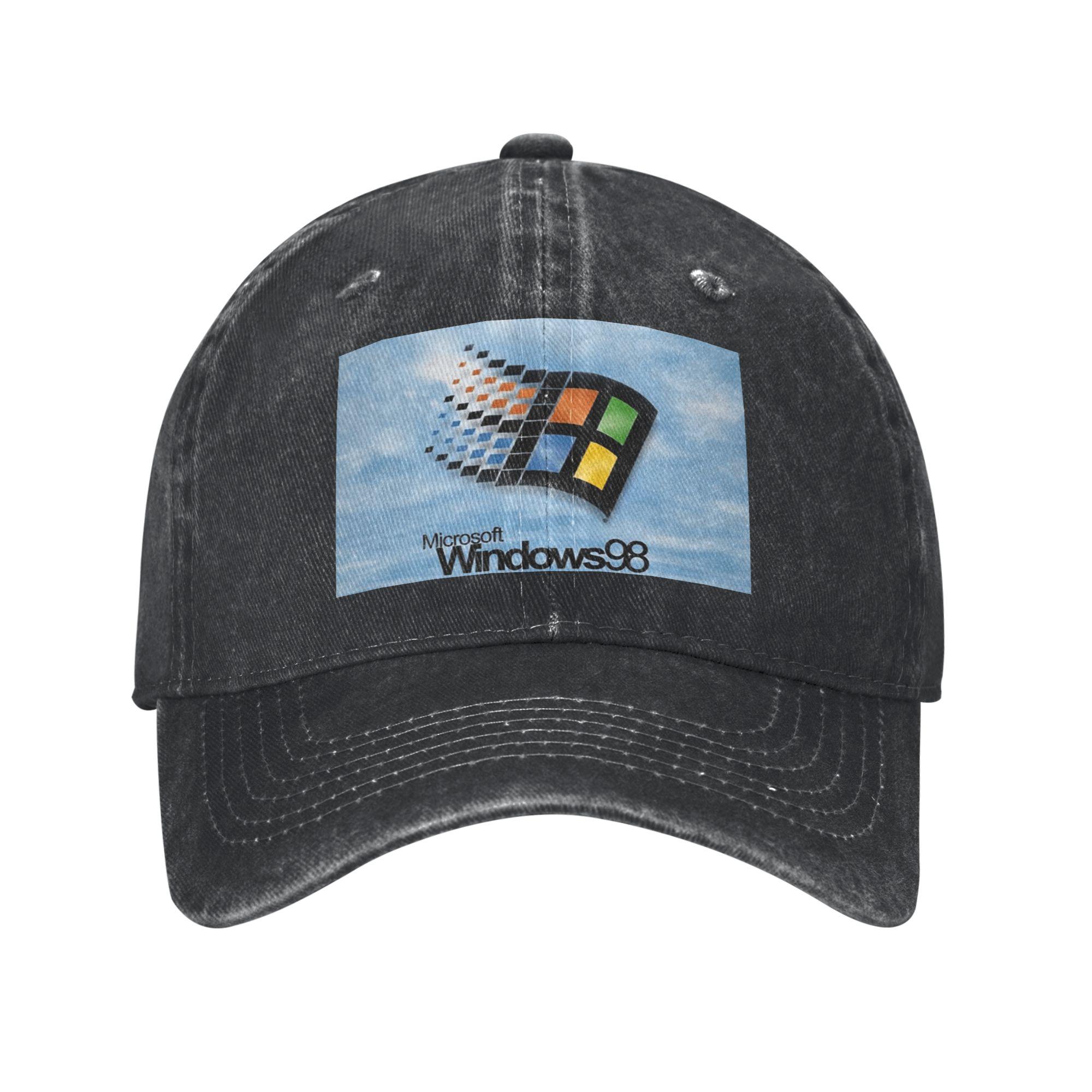 

Стартовий екран Windows 98 Кепки Модні Джинсові Капелюхи Регульовані для вулиці Кепка Хіп-Хоп Бейсболка Ковбойський Капелюх One Size