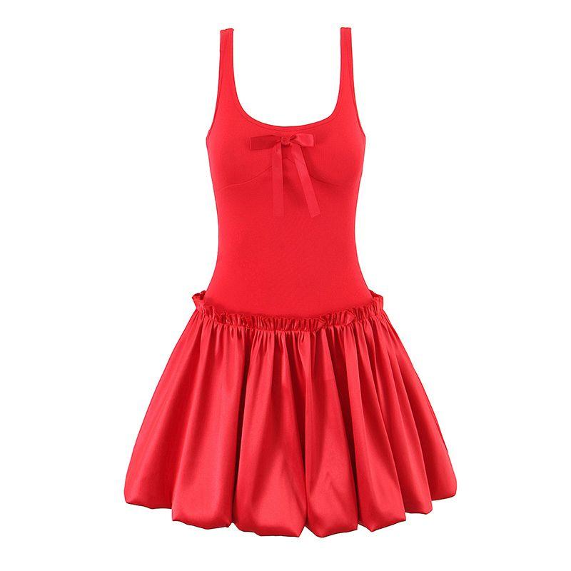 

Luxury Noble Minibus Vietnam Niche French style Sweet Girl Design Sense Lace Stitching Sling Flower Bud Skirt Dress Red Flower Bud Skirt L