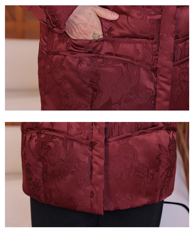 Elegant Winter White Duck Down Jacket for Middle-Aged & Elderly Women - Short, Chinese Style