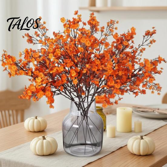 Indoor Faux Flowers for Living Room Realistic Artificial Autumn Home Decoration, Silk Floral Elegant Sprays Dining Branches Halloween Table