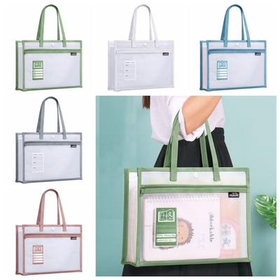 2-Layer Tote School Bag Waterproof Document Holder Portable Tutorial Bag