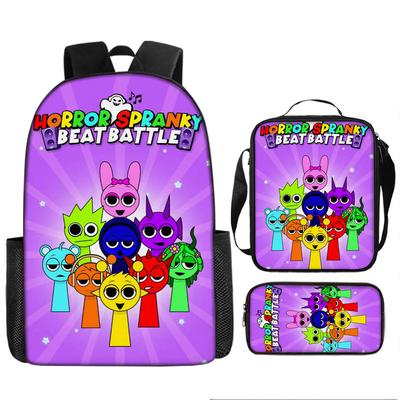 Sprunki Incredibox Rhythm Box Game Elementary School Bag Polyester Burden Reduction Cartoon Backpack