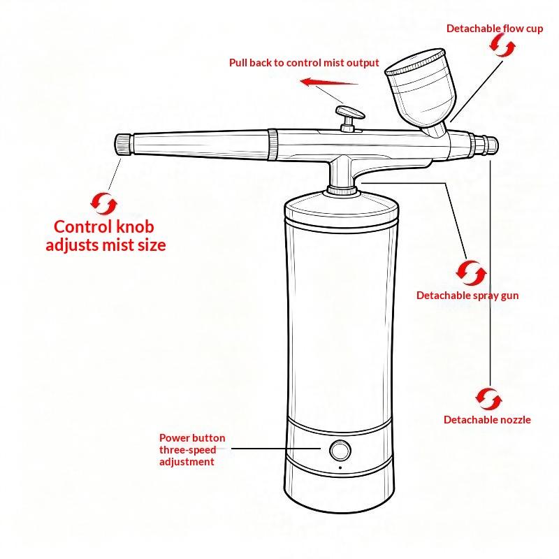 Portable Airbrush Set With Compressor Usb Charging 03Mm Nozzle For Painting Tattoo Manicure Makeup Model Coloring