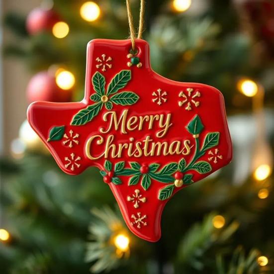 State Pride Christmas Ornaments Acrylic State Shaped Xmas Tree Hanging Decoration