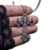 Victoria Gothic Death Skull Head Moth Cross Pendant Necklace for Women Men Halloween Witch Pagan Alternative Aesthetics Jewelry