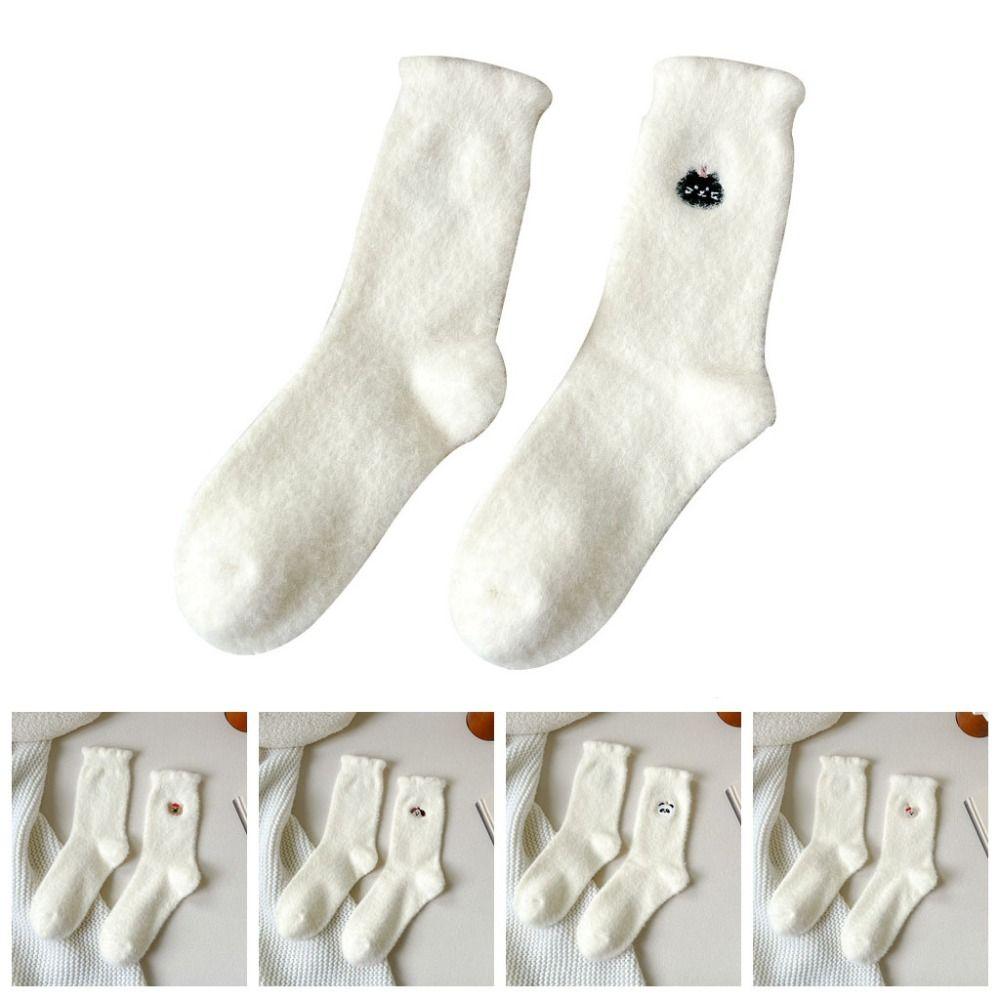 5Pairs Cartoon Plush Floor Socks Dog Winter Warm Sock Harajuku Mink Fur Socks  Female