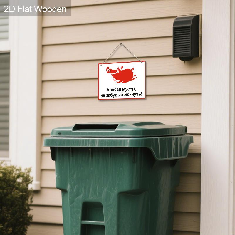 2pcs Russian No Littering Wooden Warning Signs - Rectangle Hanging Ornament for Front Door, Wall, Store Decor - Ideal Gift for Friend & Family