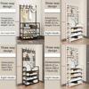 Multi-Layer Coat Rack 3-in-1 Metal Construction Shoe Rack Organizer Multifunction Freestanding Coats Hat Shelf Home Organization