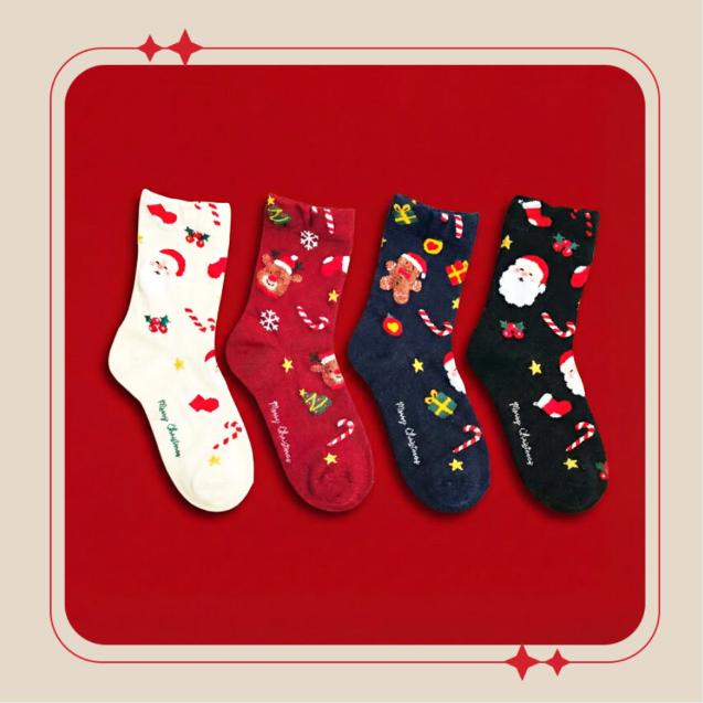 Christmas Socks 3-Piece Gift Set, Santa Holiday Socks with Gift Box