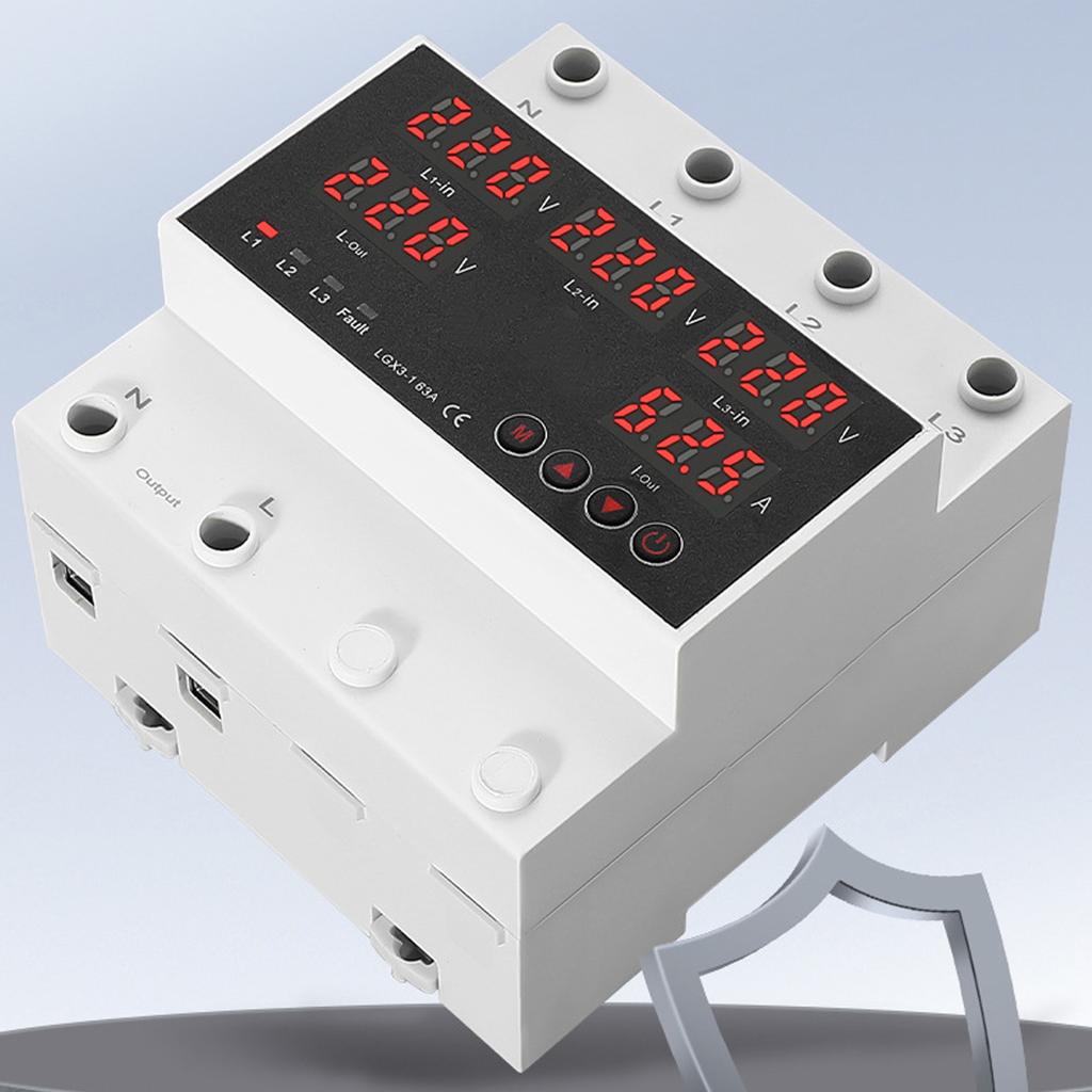 Automatic Transfer   63A 3P4W LED Display   Voltage Protector for Home Generator Inverter