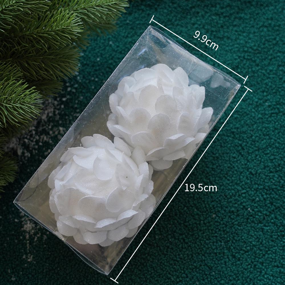 White Glitter Petal Foam Christmas Ball Ornaments for Tree Decorations