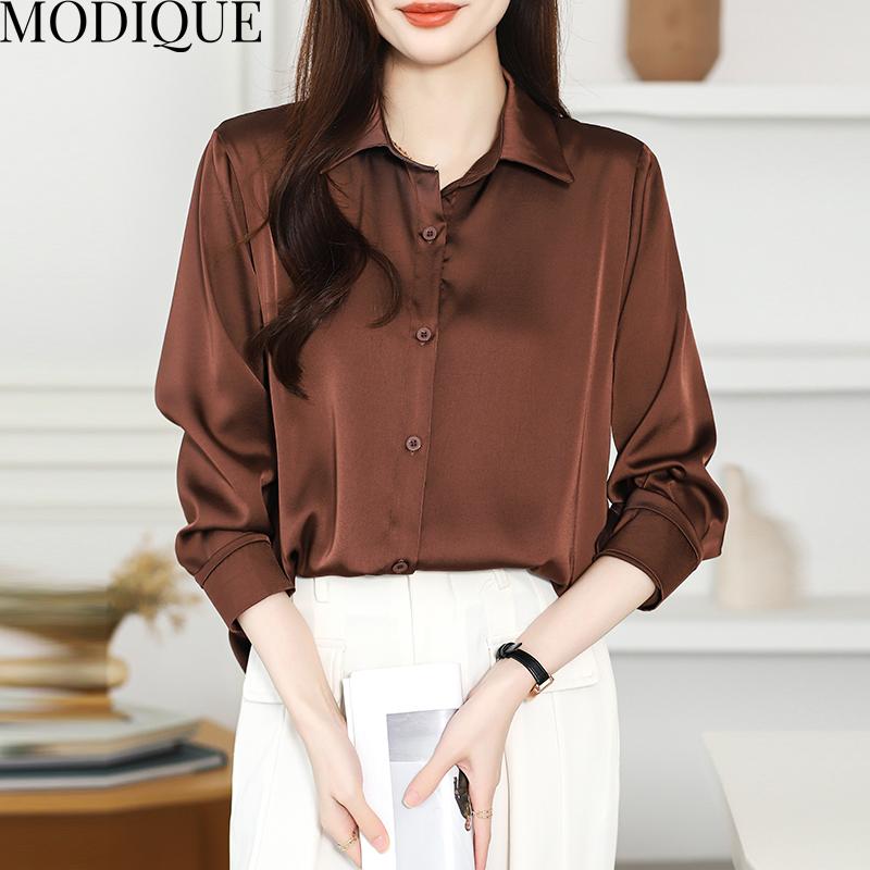 MODIQUE Spring Summer Plus Size Women Loose Casual Office Cotton Linen Chiffon Solid Color Blouse Shirts Lady Basics Oversize V-Neck Long Sleeve Coats