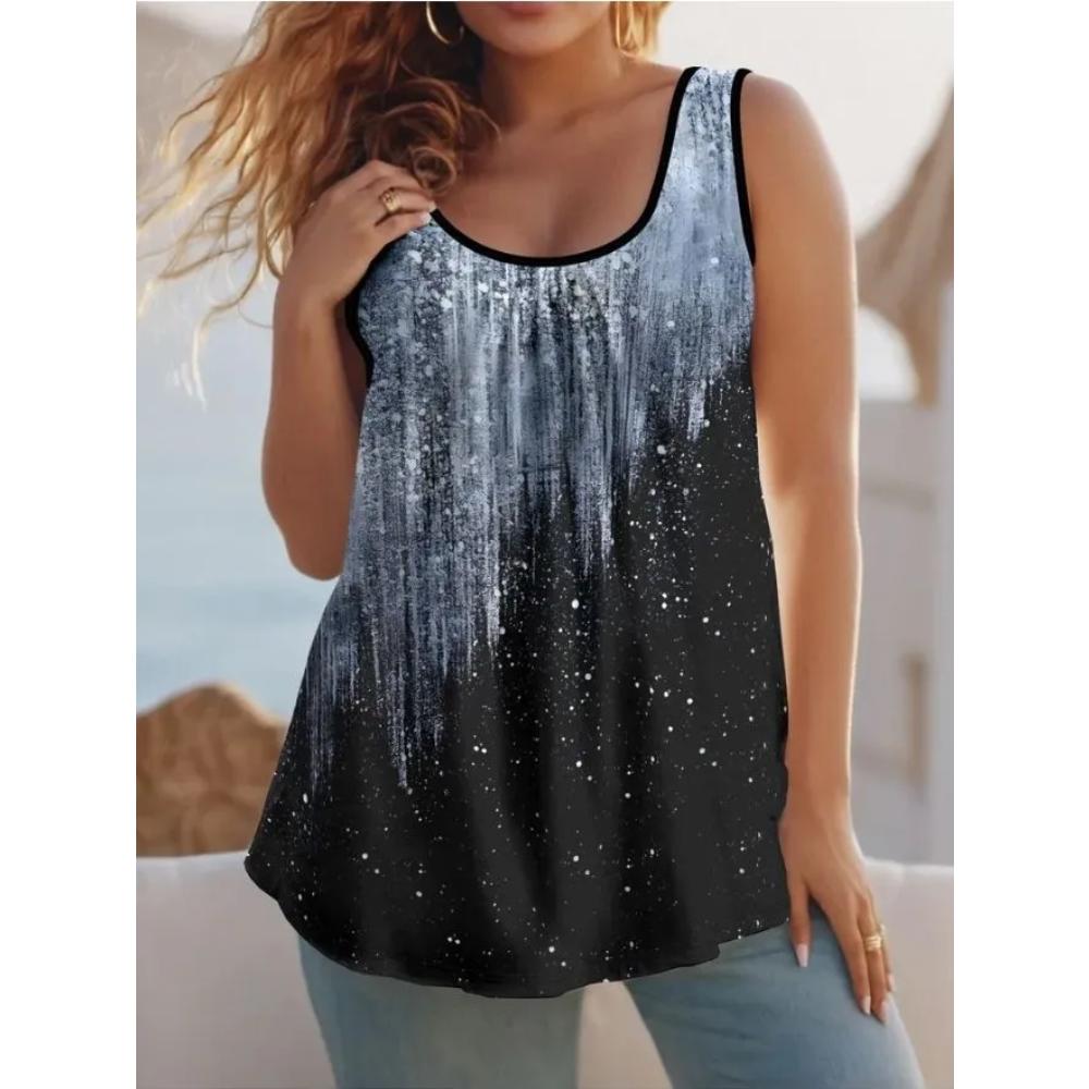Casual Loose Flower Print T-shirt Fashionable Versatile Women's Top Comfortable Camis Tank Tops