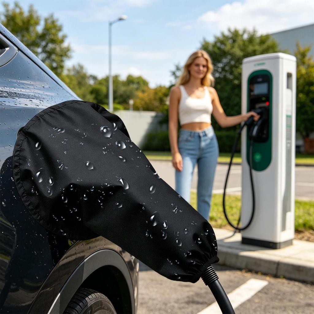 EV Charger Cover PVC Adjustable Electric Vehicle Charging Port Protector for Road Trip Outing Traveling Camping Outdoor