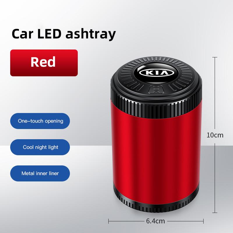 JUNT9 Portable Luminous Car Ashtray Cigarette Ash Holder Auto Interior For KIA K5 RIO EV6 Sorento Ceed Stinger Forte Niro Soul Cerato