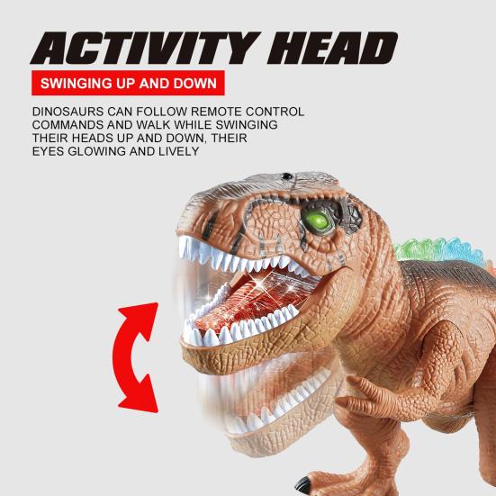 Remote Control Dinosaur Toy with Light Sound Movable Mouth Roaring Walking Tyrannosaurus Rex Figure Toddlers Boys Girls Simulated Dino Model Toy