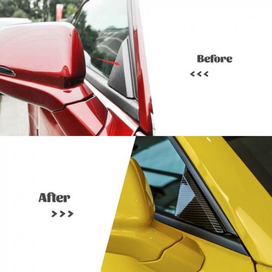 Carbon Fiber Front Window Triangle Cover Trim Panel for Chevrolet Camaro 2010-15