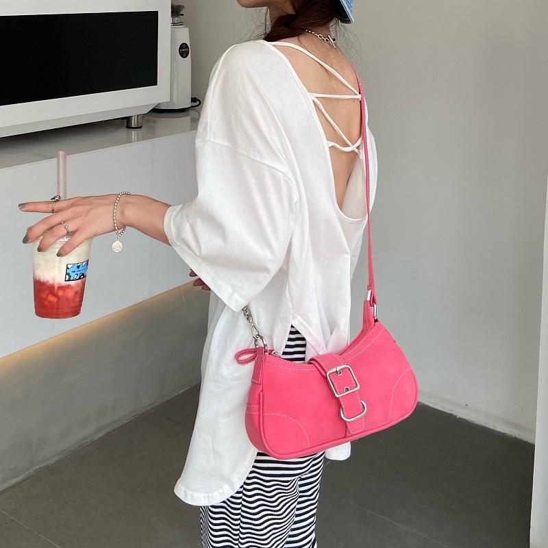 Fashi Design Women's Shoulder Crossbody Bags Vintage Rose Red Ladies Chain Underarm Bag Female Girls Clutch Purse Handbags