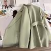 Lapel Long Sleeve Suit Jacket Women Coat Lace-Up Solid Color Outwear with Pockets Loose Fit Business Workwear
