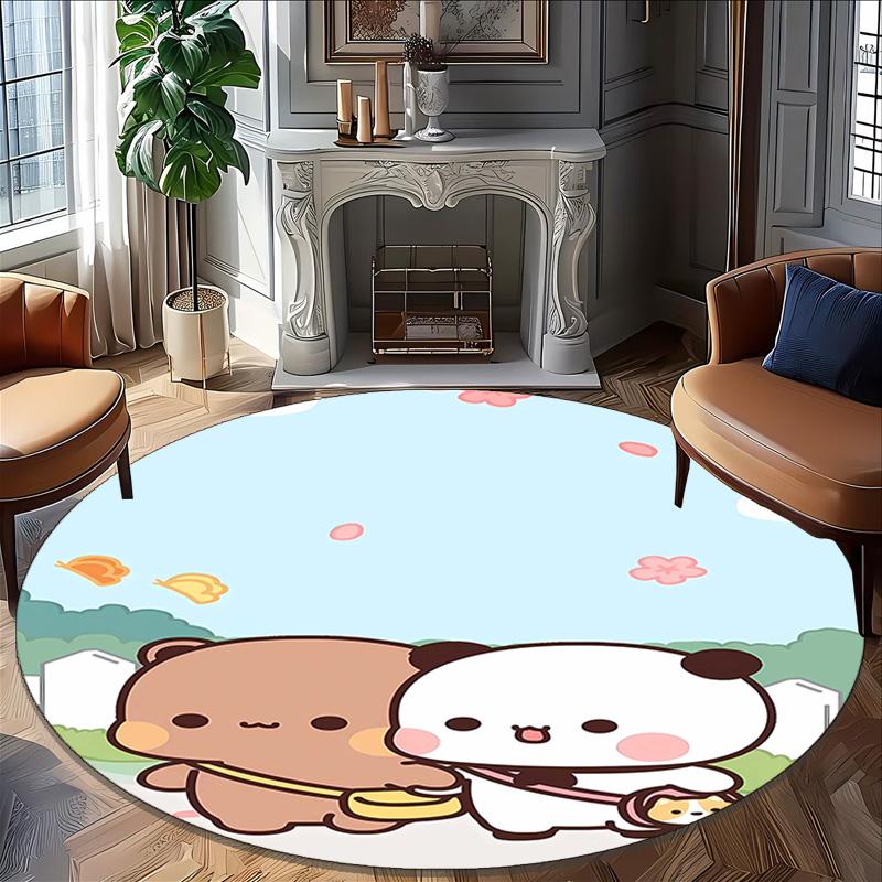 1pc Yier BuBu Bear1 Design Printed Area Round Carpet for Bedroom Living Room Home Decor Rugs Mat Non Slip Mat Rug for Bedside