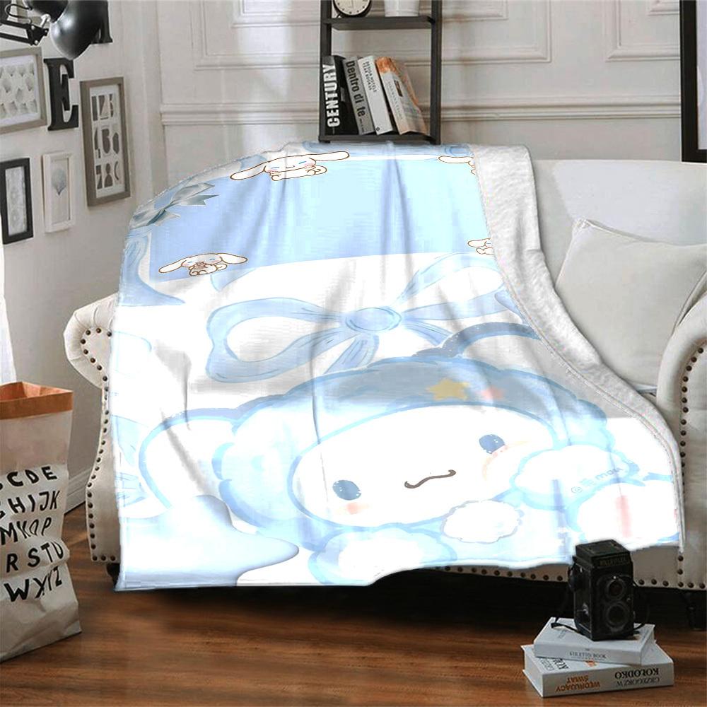 1pc Clouds Bunny Blanket Lightweight Flannel Throw for Sofa Bed Travel Camping Livingroom Office Couch Chair