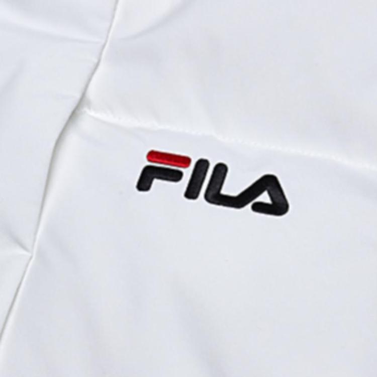 FILA Logo Print Hooded Loose Thick Warm Down Jacket Women Outerwear White F51W348956A-WT