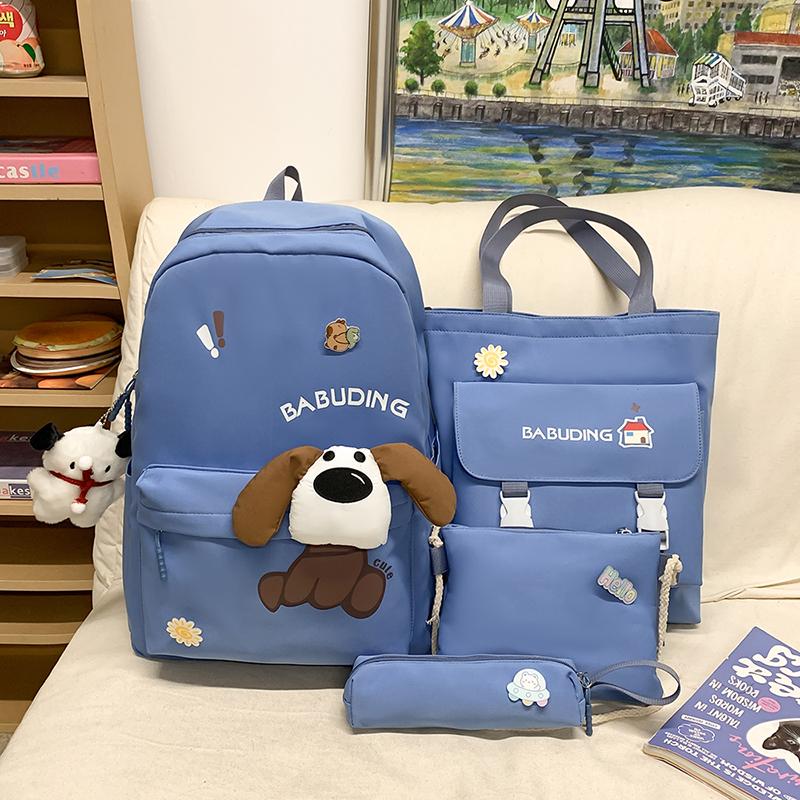 Four-Piece Backpack Set Puppy Student Schoolbag Unisex Large Capacity Backpack